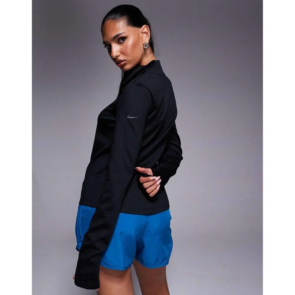 Nike Dri-FIT Womens Quarter Zip Pullover Black Long Sleeve Active Top XL